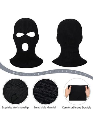 3 Hole Balaclava Full Face Mask Unisex Winter Neck Warm Knitted Balaclava Face Cover for Men Women Outdoor Sport Fishing Skiing One Size Fit All - view 3